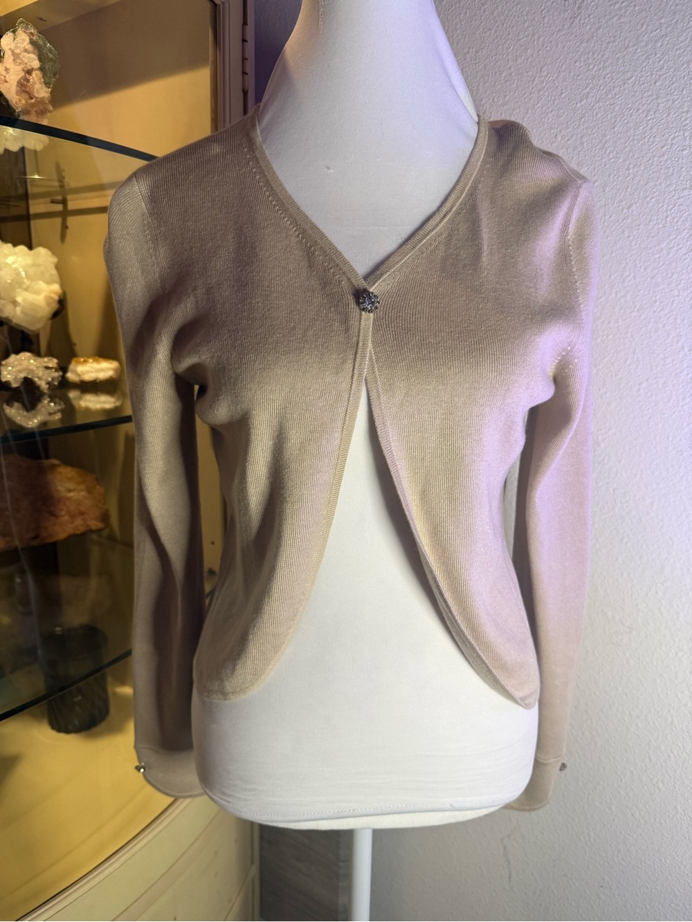 Ann Taylor Silk Cashmere Embellished Crop Cardigan M - Picture 2 of 9